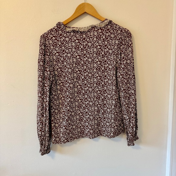 Reformation Amira Brown and White Floral Blouse | Size XS - Picture 8 of 11